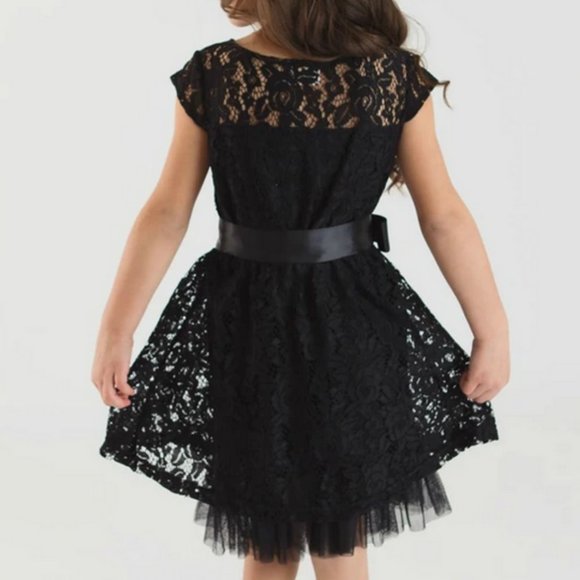 NWT ~ Think Pink Bows Bella Lace Dress Black Girls 4 - Picture 3 of 5